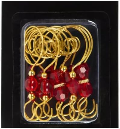 Charmed By Dragons 12 Ornament Hooks - 3 Inch Beaded Hangers - Strong Wire with Sparkly Faceted Beads Decorative Holiday Set of 12 Hooks (12 Gold Hooks) - Image 2