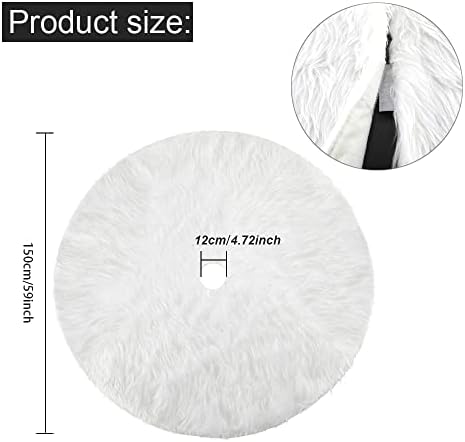 Konsait Plush Christmas Tree Skirt - Round Snow White Xmas Tree Mat Base Cover for Holiday Home Decorations,59Inch/150CM - Image 2