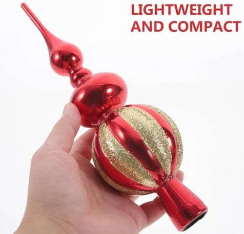 BESPORTBLE Red Plastic Gourd Christmas Tree Topper 9 Inch Finial Ornament for Holiday Party Decoration and Small Tree Treetop - Image 7