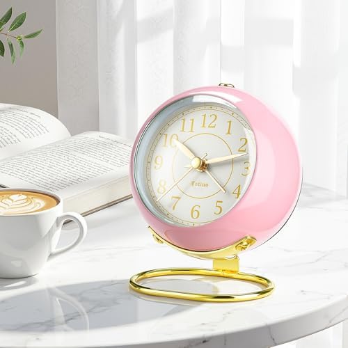 Analog Alarm Clocks,Retro Backlight Cute Simple design Small desk Clock With Night Light,Silent Non-Ticking,Battery Powered,For Kids,teens,Bedroom,travel,kitchen,Bedside Desk decor. (Light pink) - Image 2