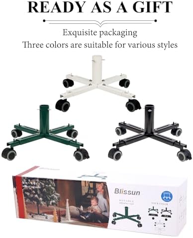 Blissun Christmas Tree Stand Base with Wheels, Movable Christmas Fake Tree Holder, Fits up to 7.5 FT Artificial Trees, Plant Caddy with Wheels, Plant Taxi, Plant Dolly Cart After Christmas (Green) - Image 5