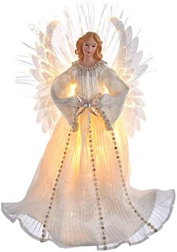 Kurt Adler 16-Inch Ivory/Clear Fiber Optic Angel Tree Topper by KurtSAdler