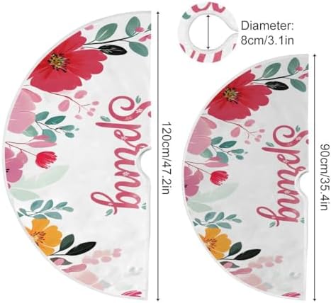 SUABO Spring Flowers 48 Inch Christmas Tree Skirt, Soft Xmas Tree Mat for Party Decoration Holiday Decor Christmas Decorations Indoor Outdoor - Image 3