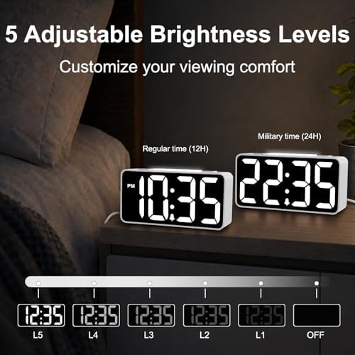 DreamSky Small Digital Alarm Clock with Night Light for Kids Bedroom | RGB Desk Clock with Large Numbers for Teens Boys, Brightness Dimmer, Adjustable Alarm Volume, USB Port, USB-C Adapter Powered - Image 5