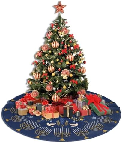 Hanukkah Candlestick Stars Christmas Tree Skirt Funny Tree Mat for Farmhouse Xmas Holiday Party Decorations Indoor Outdoor 36 Inch - Image 5