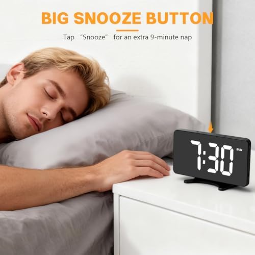 Digital Alarm Clock for Bedroom Dimmable Dual Desk Clock for Heavy Sleepers | Easy Setup, Large Number, 5 Alarm Modes - Image 6