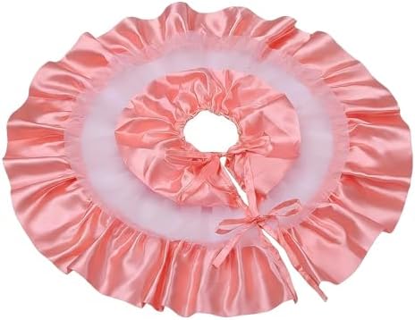 24 Inch Pink Pastel Tulle Tree Skirt, Small Ruffle Fall Tree Skirt for Tabletop Mini Trees, Cute Autumn Thanksgiving Party Decor, Pink Pumpkin Theme, Gift for Daughter, Granddaughter - Image 2
