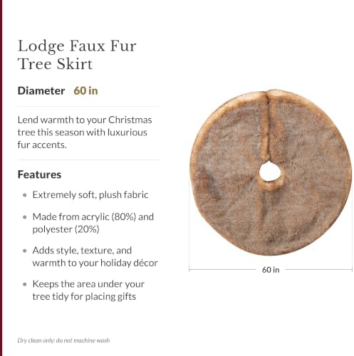 Balsam Hill Lodge Faux Fur Christmas Tree Skirt - Premium Rustic and Luxurious Fur Accents in Brown and Ivory for Tree Decor, Brown, 60" - Image 3