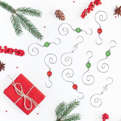 INCREWAY 30 Pcs Silver S-Shaped Christmas Ornament Tree Hanger Hooks Metal Decoration Hooks with Clear Round Crystal Beads for Party, Home Decor (3-Color Bead) - Image 5