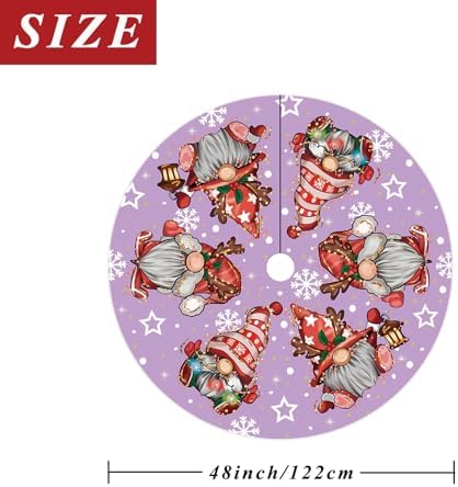 GAGEC Christmas Tree Skirt Purple Tree Skirt Glitter Gnomes Snowflake Xmas Winter Tree Skirt 48 Inch for Black Christmas Indoor Outdoor Decorations - Image 3