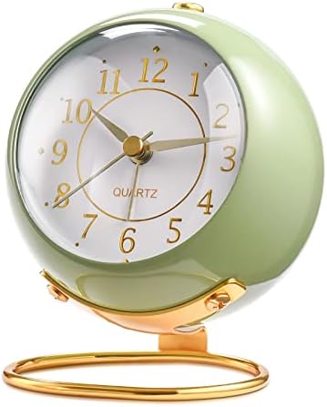 Tetino Analog Alarm Clocks,Desk Clock Aesthetic Retro Cute,Room Decoration,Small Clock with Night Light,Silent Non-Ticking,Battery Powered,Clocks for Kids,Bedroom,Travel,Kitchen,Bedside Decor.(Green) by Tetino