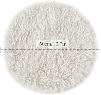 White Feathers Plush Christmas Tree Skirt Soft Fluffy Faux Fur Xmas Tree Skirt 20 Inch for Christmas Holiday Party Decorations - Image 6