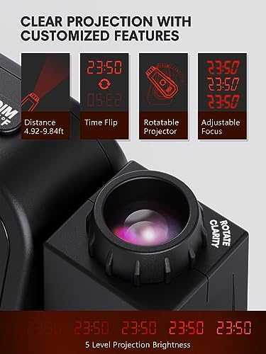 Mesqool Projection Alarm Clock Ceiling Display, with Temperature, Humidity - Image 4