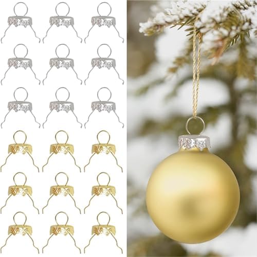 Ornament Caps 400 Pcs Christmas Ball Caps Gold Silver Removable Metal Hanger Home Xmas Tree DIY Decoration Balls Accessories(Gold) - Image 3