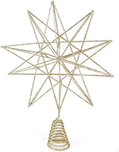 Glitter Star Christmas Tree Topper - 3-D Star Decor Ornament Decoration 13" by Ornativity