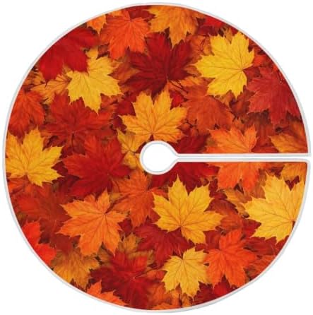 SUABO Maple Autumn Leaves Christmas Tree Skirt 48 Inch,Fall Tree Skirt Xmas Tree Floor Door Mat for Thanksgiving Party Decoration Decor Home Indoor Outdoor by SUABO