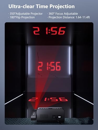 OnLyee Projection Clock for Bedroom Ceiling, Alarm Clock for Heavy Sleepers - Image 3