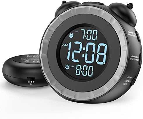 uscce Loud Dual Alarm Clock with Powerful Adjustable Bed Shaker | Vibrating Alarm Clock for Heavy Sleepers or Hearing Impaired - Easy to Set Alarm Clock with 0-100% Dimmer & Battery Backup by USCCE