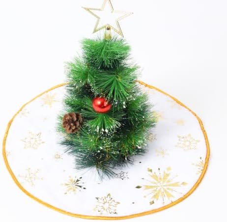 Christmas Tree Skirt White Pink Red Plush Christmas Tree Skit Jacquard Cashmere Snowflake Xmas Holiday Decoration Ornament for Merry Christmas Party Christmas Tree Decoration (Gold White, 11 INCH) - Image 5