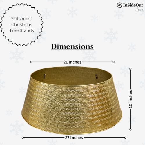 Inside Out Home 4-Panel Metal Christmas Tree Collar - Stylish Holiday Tree Skirt Alternative - Durable Metal Construction Base Cover - Protects Tree Base from Pets - Easy Assembly - Gold - Image 5