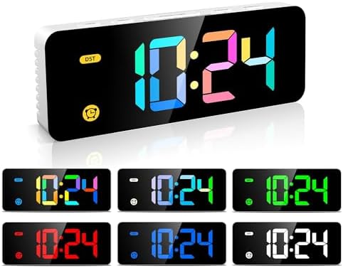 HODIK Alarm Clock for Kids -Digital Clock with 7 Color, 4 Dimmable Backlight & 3 Adjustable Volumes, 12/24 Hour, Snooze, Small Clocks for Classroom Bedroom by Hodik