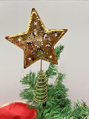 PEPPERLONELY 5.5" L x 3.5" W Miniature Star Tree Topper Christmas Decorations (Gold-Metal-Snowflakes) - Image 2