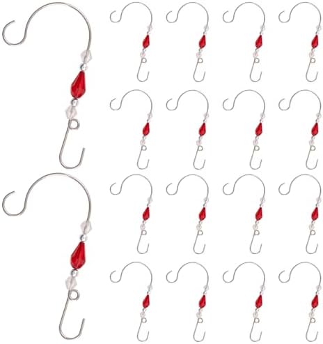 INCREWAY 30 Pcs Ornament Hooks with Beads Christmas Decorations Metal Hooks Wire Spiral Shaped for Christmas Tree Ornament Hanger by ForHome