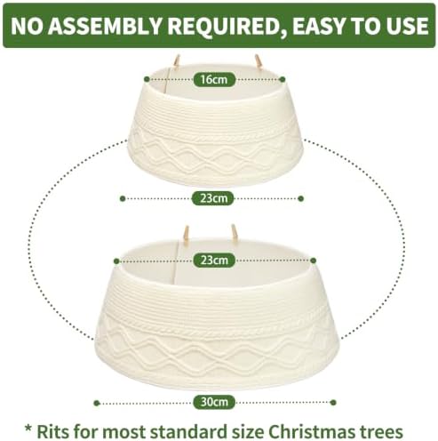 Noiclub Knit Christmas Tree Collar, Christmas Tree Skirt, Cream, 23-30 in - Image 3