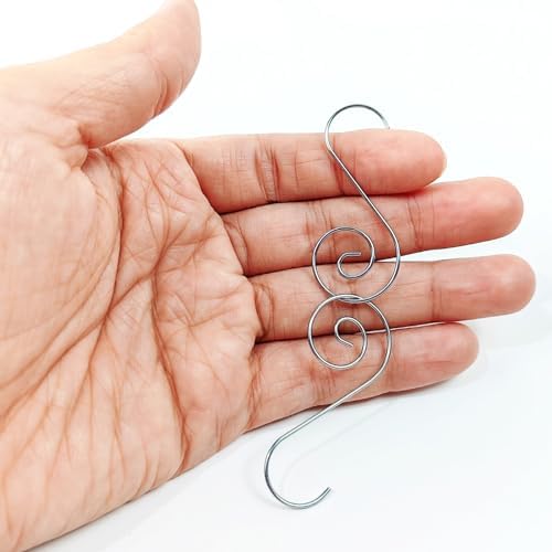 TIHOOD 200PCS 2inch Ornament Hooks, Christmas Ornament Hangers, Christmas Tree Hanger Baubles Ball Metal Hooks Xmas Decoration S Hooks (Silver) - Image 5