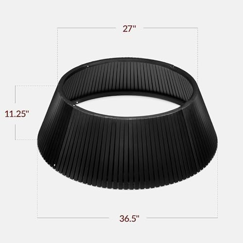 Best Choice Products Christmas Tree Collar, Solid Wood Slatted Tree Skirt Holiday Accessory for Home - Black - Image 2