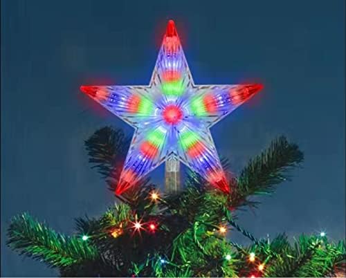 LAMPHOME Christmas Tree Topper, Christmas Star Tree top Decor Light for Christmas Holiday Home Fit for General Size Xmas Tree, 8.7inch (Multicolor) - Image 2