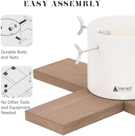Nest Christmas Tree Stand Base for 6ft Real Tree - Modern Small Tabletop Holder Xmas Decoration Hip (White) - Image 6