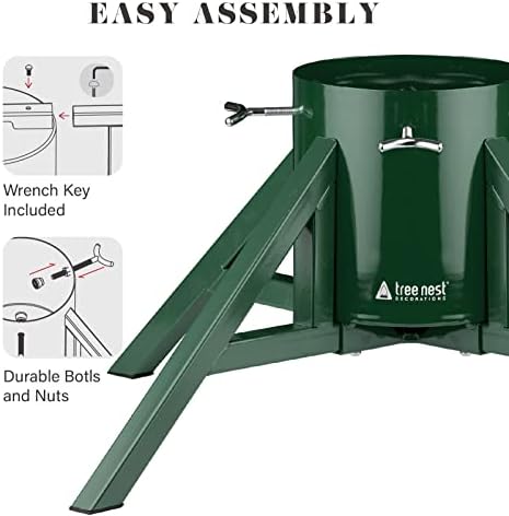 Tree Nest Christmas Tree Stand Base Tree Holder Modern Design for 10ft Real Tree Steel Stable for Xmas Tree Decoration Geometric (Large,Green) - Image 5