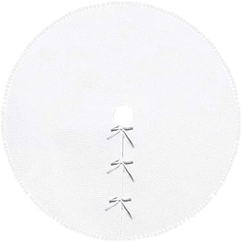 48 inch Large Christmas Tree Skirt White Skirt Rustic Christmas Decorations - Image 6