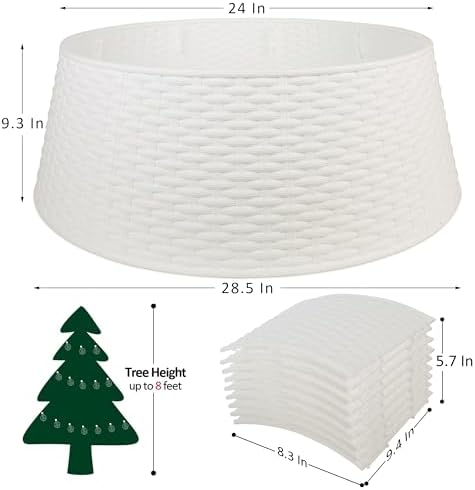 Blissun Christmas Tree Ring, 28.5" Plastic Christmas Tree Collar, Christmas Tree Skirt for Artificial Christmas Trees Decoration (Extra Large, White) - Image 2