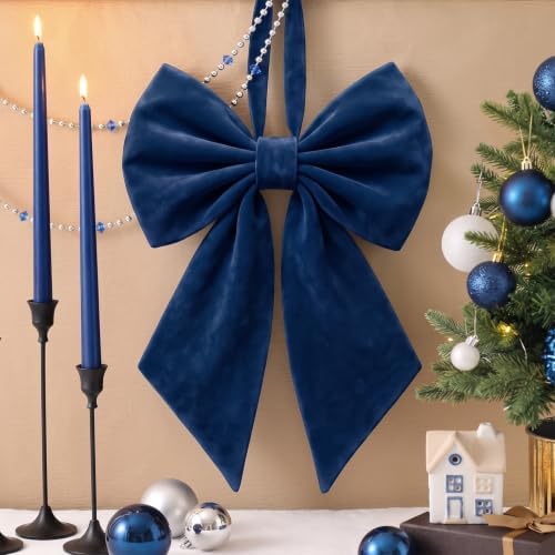 Janinka Navy Blue Christmas Tree Topper Bow 22" Big,Velvet - Image 2