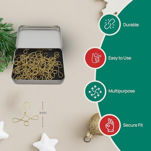 Gold Brass Ornament Hangers for Hallmark Miniature, Holds 3, Set of 25 - Image 3
