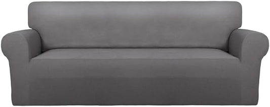 PureFit Super Stretch Sofa Slipcover – Spandex Non Slip Soft Couch Sofa Cover, Washable Furniture Protector with Non Skid Foam and Elastic Bottom for Kids, Pets （Oversized Sofa, Light Gray