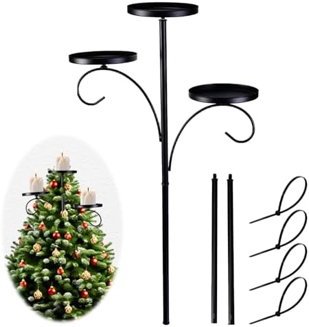 Christmas Tree Topper, Black Triple Tree Topper Candelabra, 3 Tier Candle Holder Shelf for Christmas, Holiday, Indoor & Outdoor Decor (35.4 inch) by Unknown