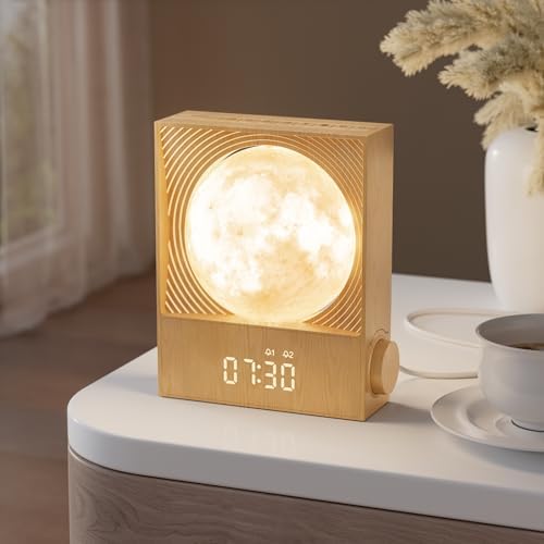 RETEYUNG Sunrise Alarm Clocks for Heavy Sleepers,Rotatable Moon Light with Gentle Wake-Up,Clock Night Lamp for Bedrooms - Snooze,10 Light Effects,10 Nature Sounds,15 Ringtones for Adults,Kids,Nursery by RETEYUNG