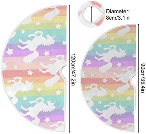 ATTX Rainbow Star Unicorn Christmas Tree Skirt 47.2 inch Ornaments Xmas Tree Skirts for Christmas Holiday Decoration New Year Party - Image 3