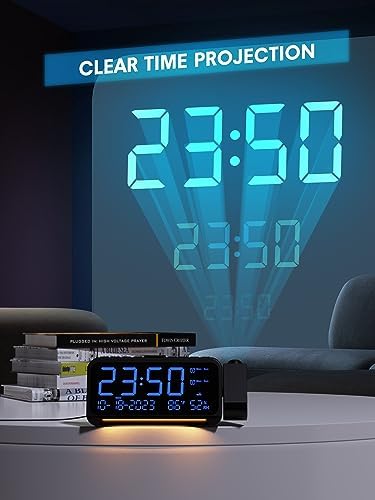 Mesqool Projection Alarm Clock Ceiling Display, with Temperature, Humidity - Image 3