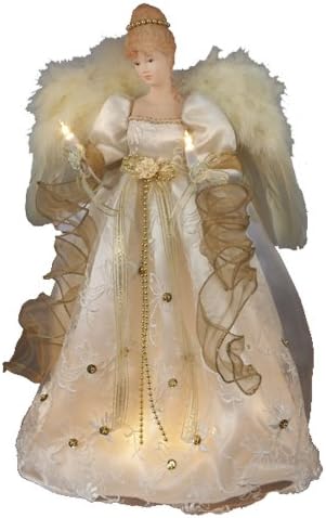 Kurt Adler 16-Inch UL 10 Light Ivory and Gold Angel Treetop by KurtSAdler