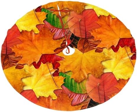 Fall Maple Leaves in Autumn for Thanksgiving Christmas Tree Skirt 30" for Xmas Halloween New Year Holiday Party Home Tree Mat Decor Ornaments Decoration by Majoug