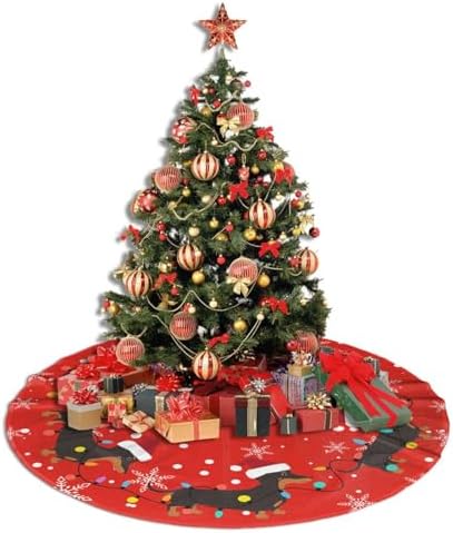 Dachshund Christmas Tree Skirt Dog Funny Tree Mat for Farmhouse Xmas Holiday Party Decorations Indoor Outdoor 36 Inch - Image 5