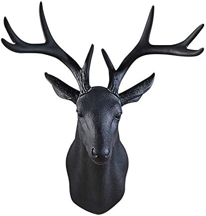 Notakia Wall Charmers Large Black Faux Deer Head Faux Taxidermy Animal Head Wall Decor - Handmade Farmhouse Decor - Rustic Wall Decor Deer Antlers