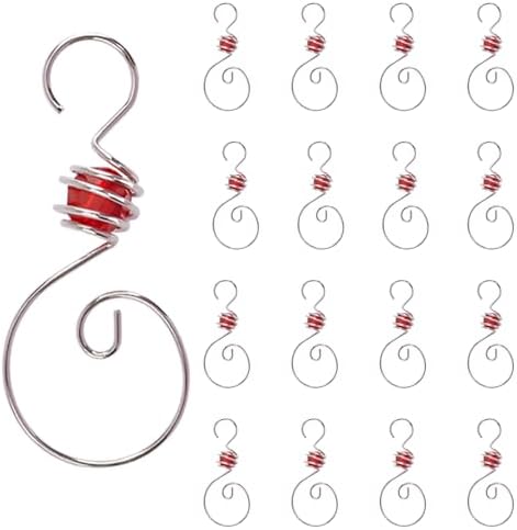 INCREWAY 30 Pcs Ornament Hooks with a Red Beads Christmas Decorations Metal Hooks Wire Spiral Shaped for Christmas Tree Ornament Hanger by ForHome