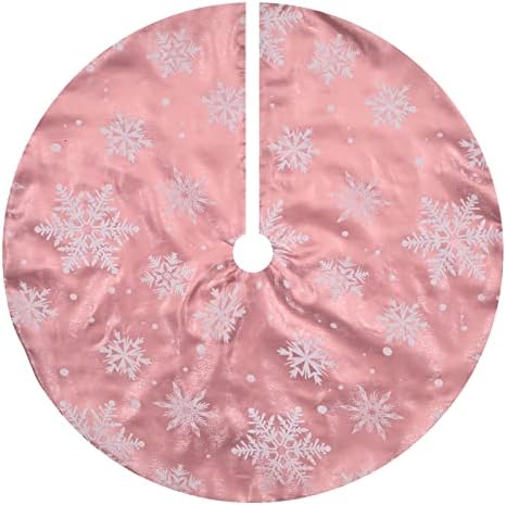 Flash World 36 Inch Large Christmas Tree Skirt Xmas Soft Cover Mat Decor Snowflake Collar Farmhouse Tree Skirt for Holiday Ornaments Party Home Indoor Decorations (FIocking Pink, 36INCH) - Image 7