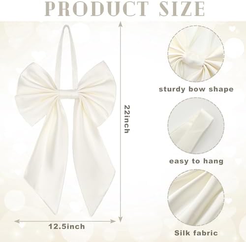 Janinka White Christmas Tree Topper Bow 22" Big,Polyester - Image 2