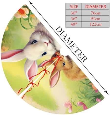 Christmas Tree Skirt, Easter Holiday Easter Rabbit Bunny Eggs Spring Flower Xmas Large Tree Mat, New Year Festive Holiday Party Decorations 36" inches - Image 2